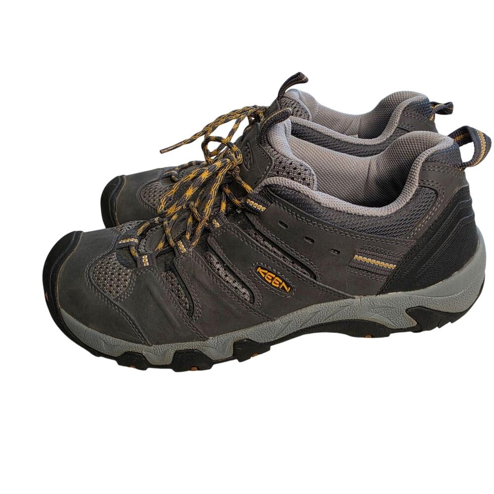 Keen Shoes Mens 11 Gray Leather Hiking Sneakers Trail Walking Outdoor Non Slip - Picture 6 of 11